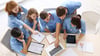 Group of medical students working together in a team with their technology