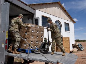 Arizona National Guard service members deliver food and supplies for Navajo Nation in April, during the COVID-19 crisis