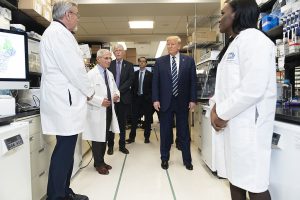 President Trump and Dr. Anthony Fauci speaking with medical professionals