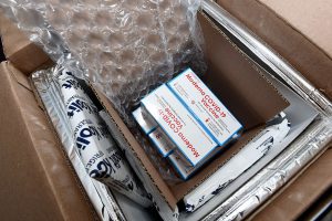 A box of COVID-19 vaccines