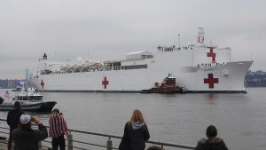 The USNS Comfort arriving in New York City in March 2020