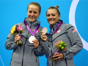 American Olympic divers Abigail Johnston McGrath (left) and Kelci Bryant