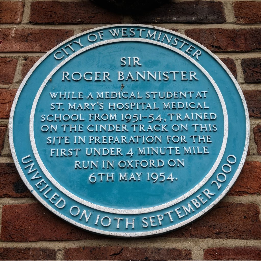 A plaque in the city of Westminster dedicated to Sir Roger Bannister
