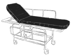A drawing of a hospital stretcher