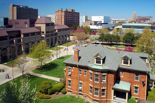 The campus of Wayne State University in Detroit, Michigan