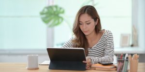 Woman using a tablet